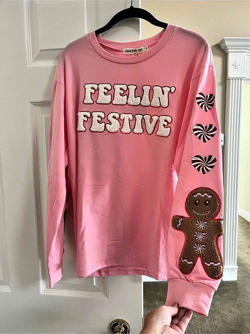 Grace & Emma Feelin' Festive Christmas Long Sleeve with Gingerbread